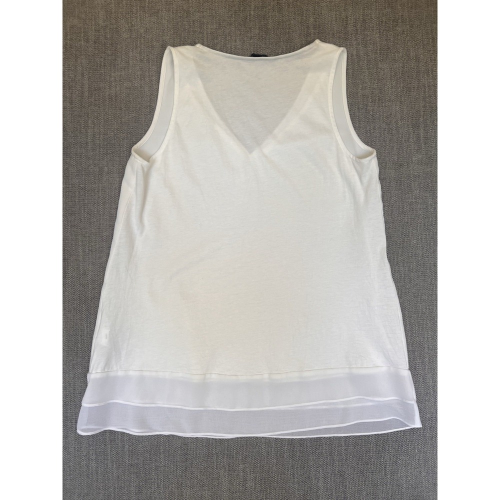 Tommy Hilfiger Women's White Sleeveless V-Neck Chiffon Hem Top M - Picture 7 of 9